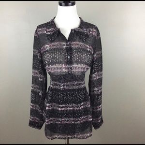 CAbi #3249 Paris Sheer Button Down Top Blouse